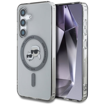 MagSafe cover til Samsung Galaxy S25 S931, Karl Lagerfeld, IML Metal Karl & Choupette's Heads, Sort