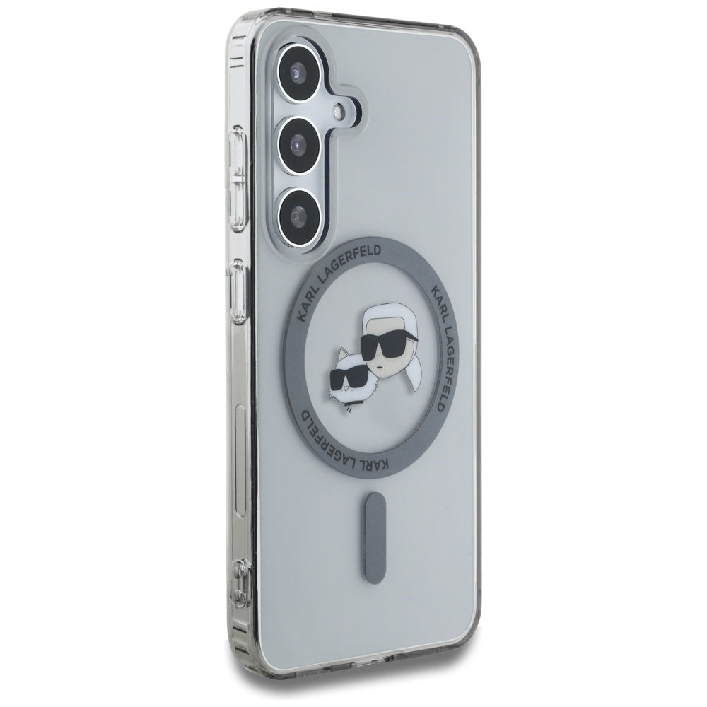 MagSafe cover til Samsung Galaxy S25 S931, Karl Lagerfeld, IML Metal Karl & Choupette's Heads, Sort