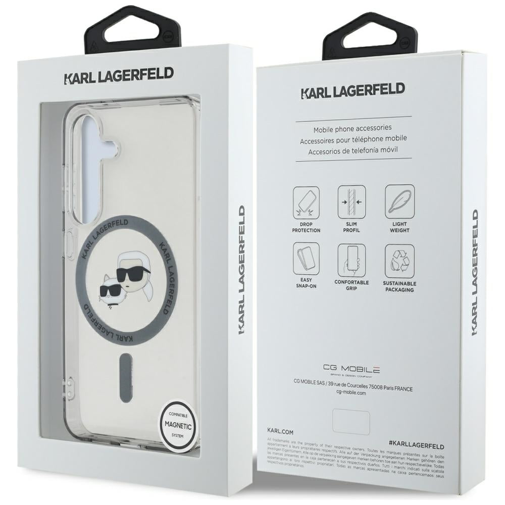 MagSafe cover til Samsung Galaxy S25 S931, Karl Lagerfeld, IML Metal Karl & Choupette's Heads, Sort