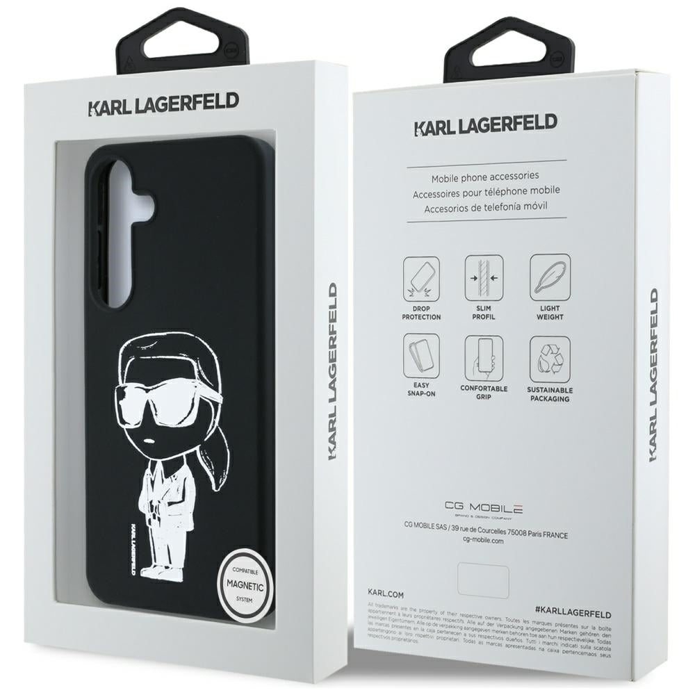MagSafe cover til Samsung Galaxy S25 S931, Karl Lagerfeld, Silicone Graffiti, Sort