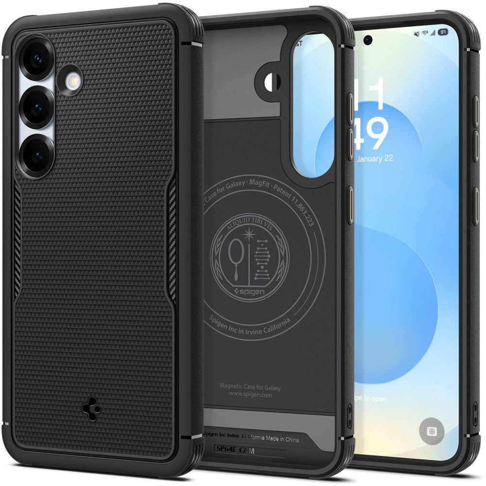 MagSafe cover til Samsung Galaxy S25 S931, Spigen, Core Armor, Mat Sort