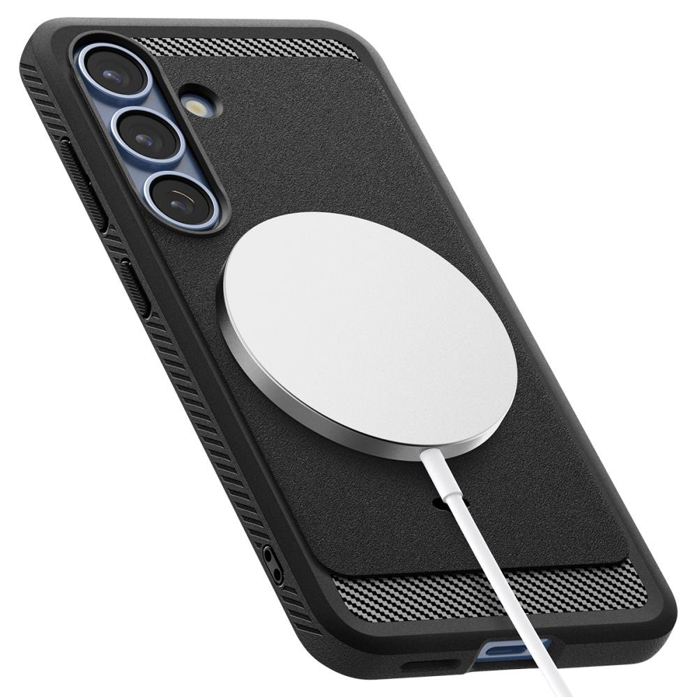 MagSafe-etui til Samsung Galaxy S25 S931, Spigen, Rugged Armor, Mat Sort ACS08998