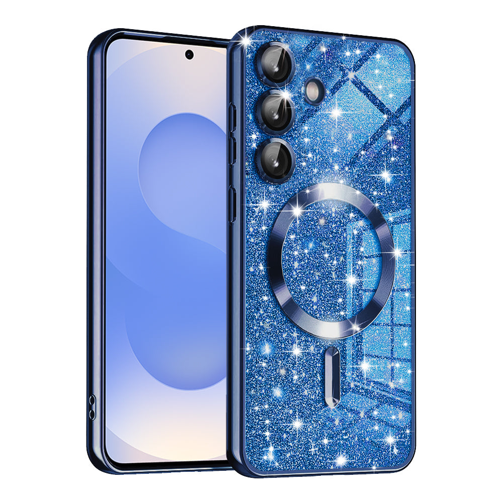 MagSafe-etui til Samsung Galaxy S25 S931, Techsuit, Luxury Glitter, Mørkeblå