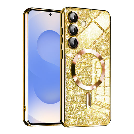 MagSafe-etui til Samsung Galaxy S25 S931, Techsuit, Luxury Glitter, Guld