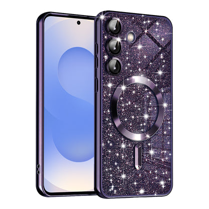 MagSafe-etui til Samsung Galaxy S25 S931, Techsuit, Luxury Glitter, Mørkelilla