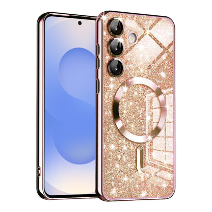 MagSafe-etui til Samsung Galaxy S25 S931, Techsuit, Luxury Glitter, Lyserød Guld