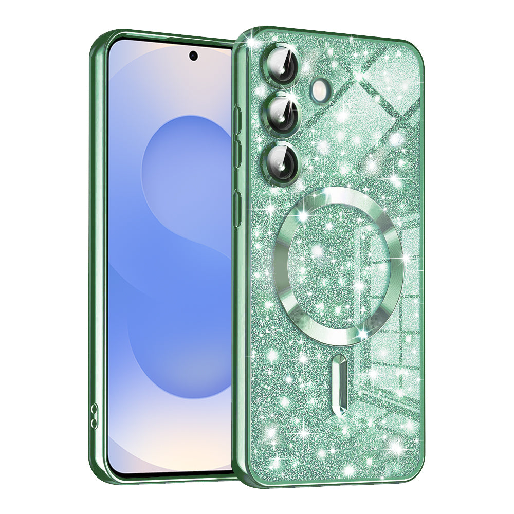MagSafe-etui til Samsung Galaxy S25 S931, Techsuit, Luxury Glitter, Lysegrøn