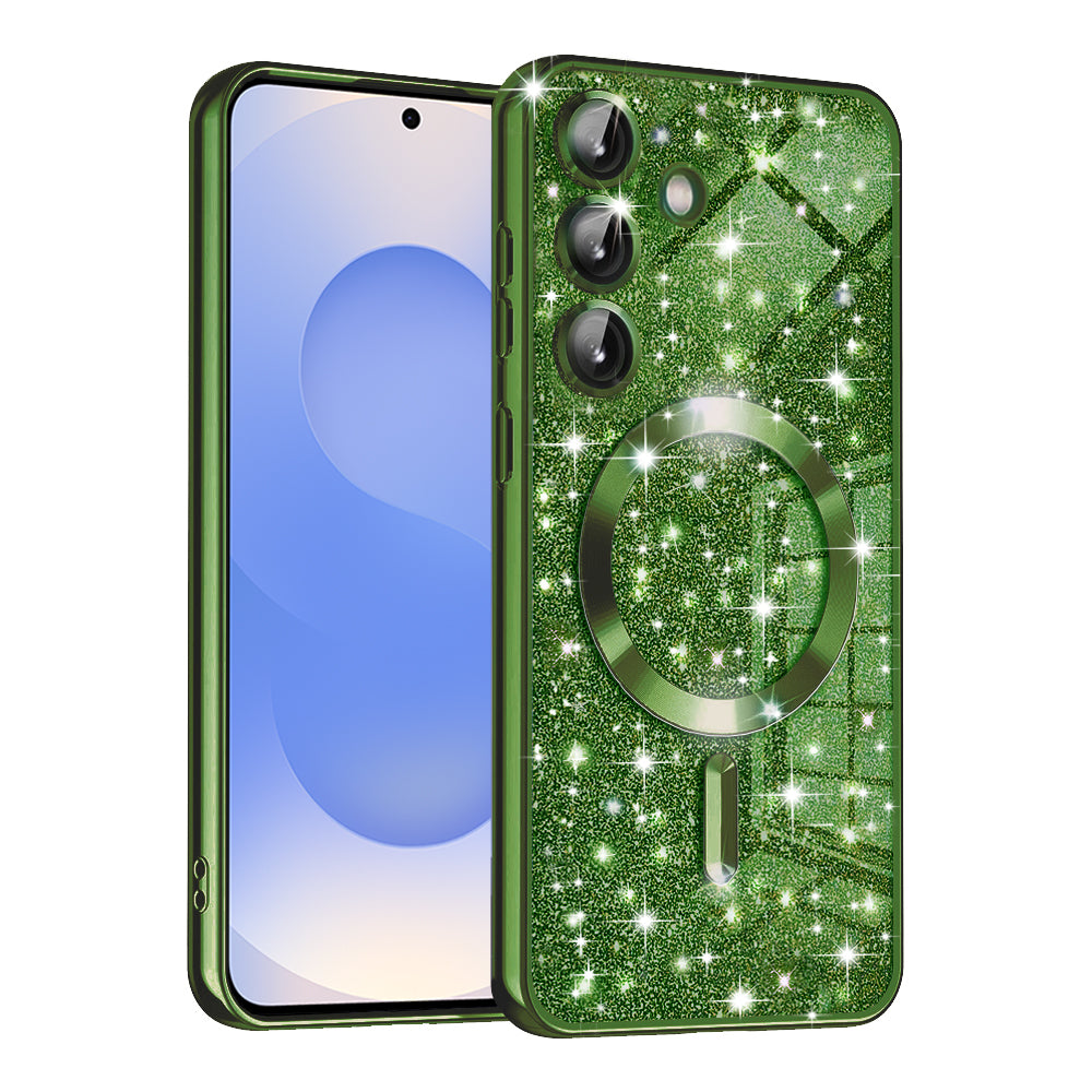 MagSafe-etui til Samsung Galaxy S25 S931, Techsuit, Luxury Glitter, Mørkegrøn