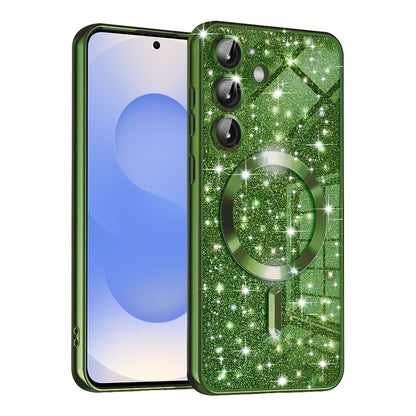MagSafe-etui til Samsung Galaxy S25 S931, Techsuit, Luxury Glitter, Mørkegrøn