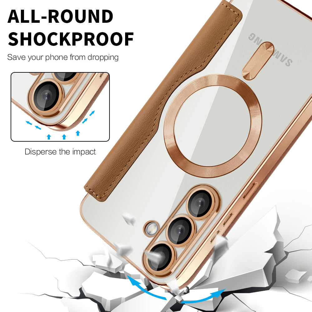 MagSafe-etui til Samsung Galaxy S25 S931, Techsuit, SmartMag Book, Brun