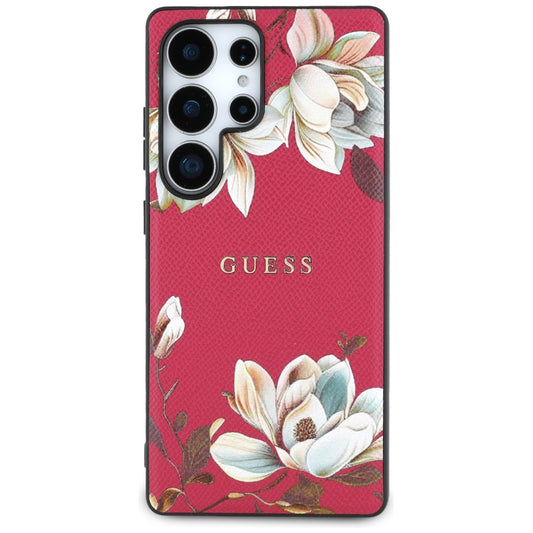 MagSafe cover til Samsung Galaxy S25 Ultra S938, Guess, Grained Flowers, Fuchsia