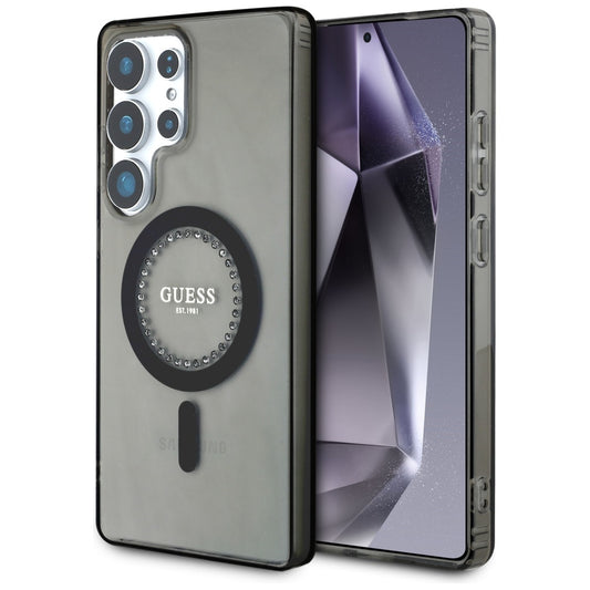 MagSafe cover til Samsung Galaxy S25 Ultra S938, Guess, IML Rhinestone, Sort