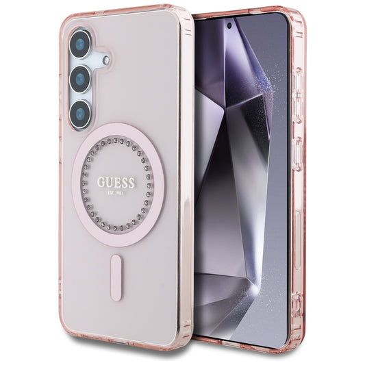 MagSafe cover til Samsung Galaxy S25 S931, Guess, IML Rhinestone, Pink