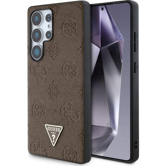 MagSafe cover til Samsung Galaxy S25 Ultra S938, Guess, Peony Grained Hot Stamp Triangle, Brun