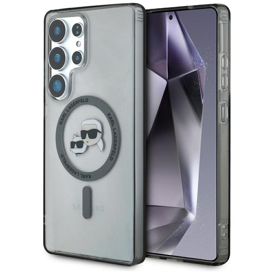 MagSafe cover til Samsung Galaxy S25 Ultra S938, Karl Lagerfeld, IML Metal Karl & Choupette's Heads, Sort