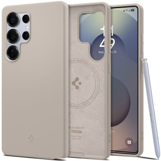 MagSafe cover til Samsung Galaxy S25 Ultra S938, Spigen, Silicone Fit, Beige