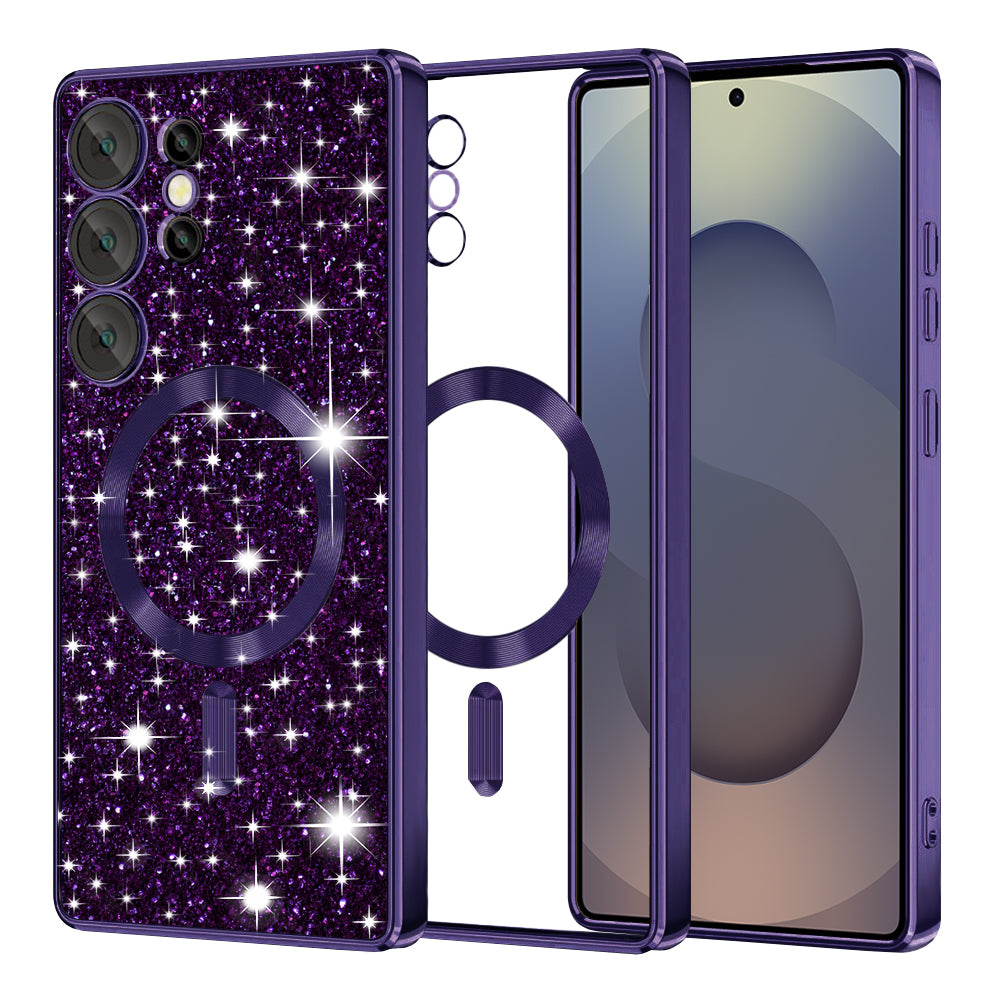MagSafe-etui til Samsung Galaxy S25 Ultra S938, Techsuit, Luxury Glitter, Mørkelilla