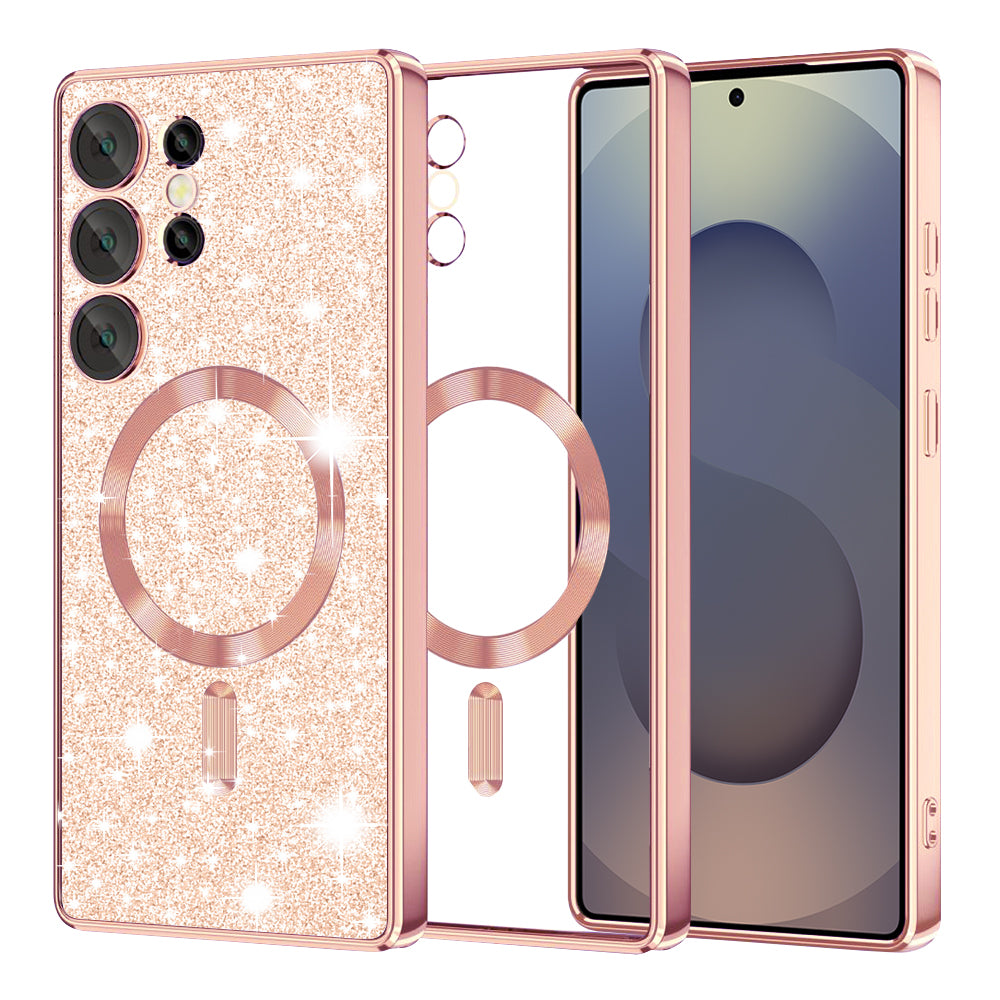 MagSafe-etui til Samsung Galaxy S25 Ultra S938, Techsuit, Luxury Glitter, Lyserød Guld