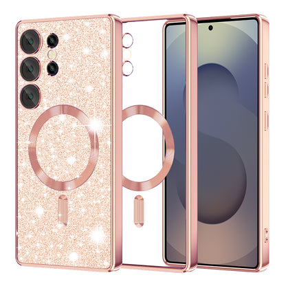 MagSafe-etui til Samsung Galaxy S25 Ultra S938, Techsuit, Luxury Glitter, Lyserød Guld