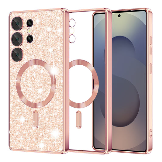 MagSafe-etui til Samsung Galaxy S25 Ultra S938, Techsuit, Luxury Glitter, Lyserød Guld