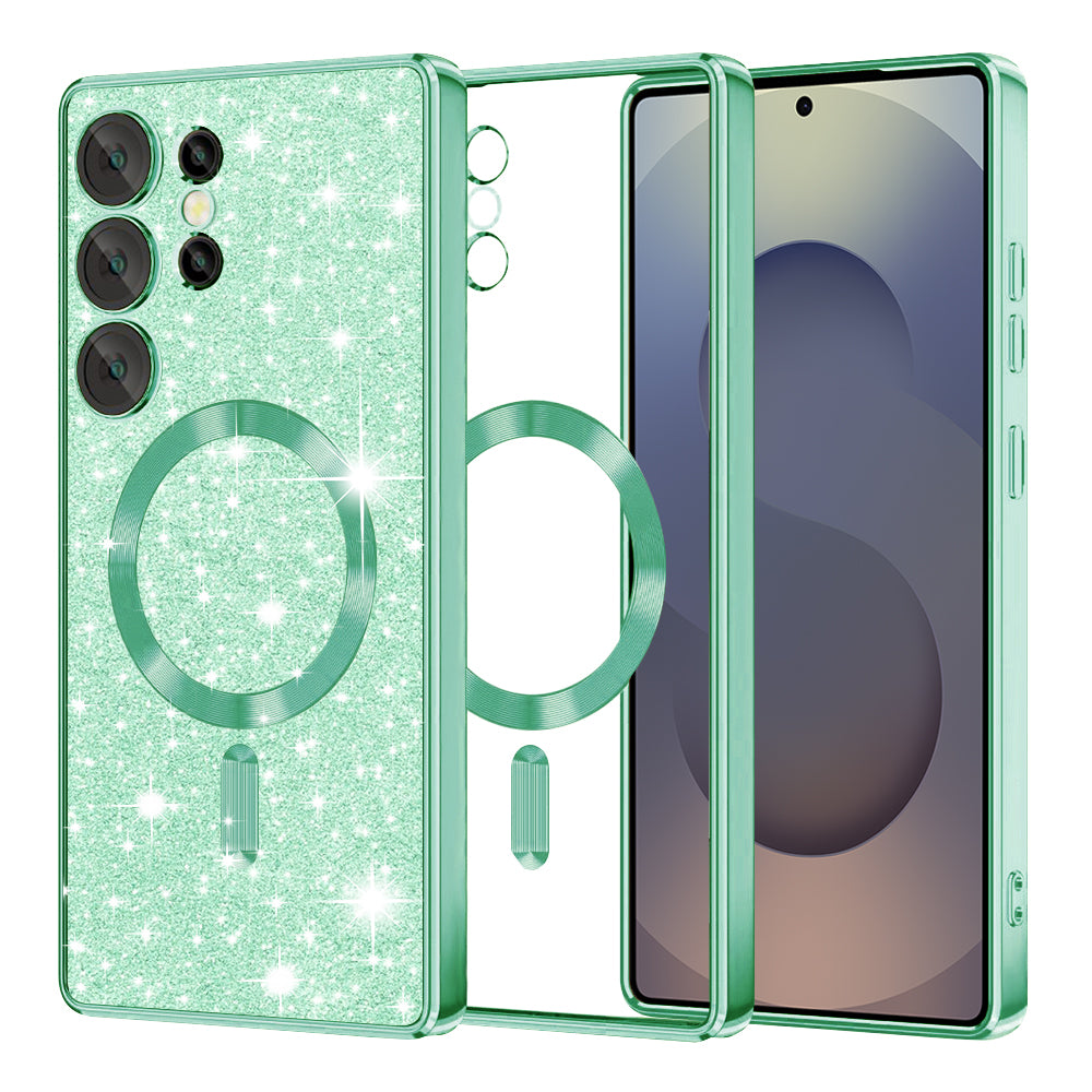 MagSafe-etui til Samsung Galaxy S25 Ultra S938, Techsuit, Luxury Glitter, Lysegrøn
