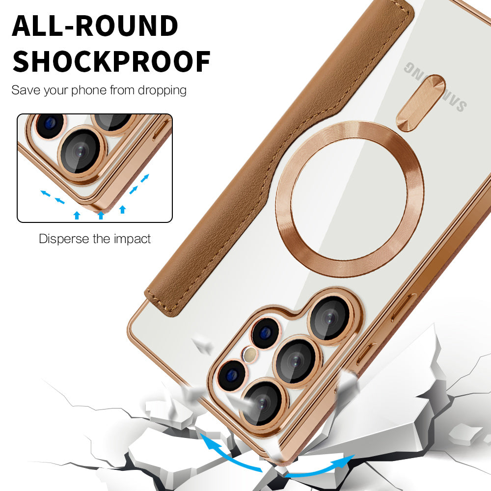 MagSafe-etui til Samsung Galaxy S25 Ultra S938, Techsuit, SmartMag Book, Brun