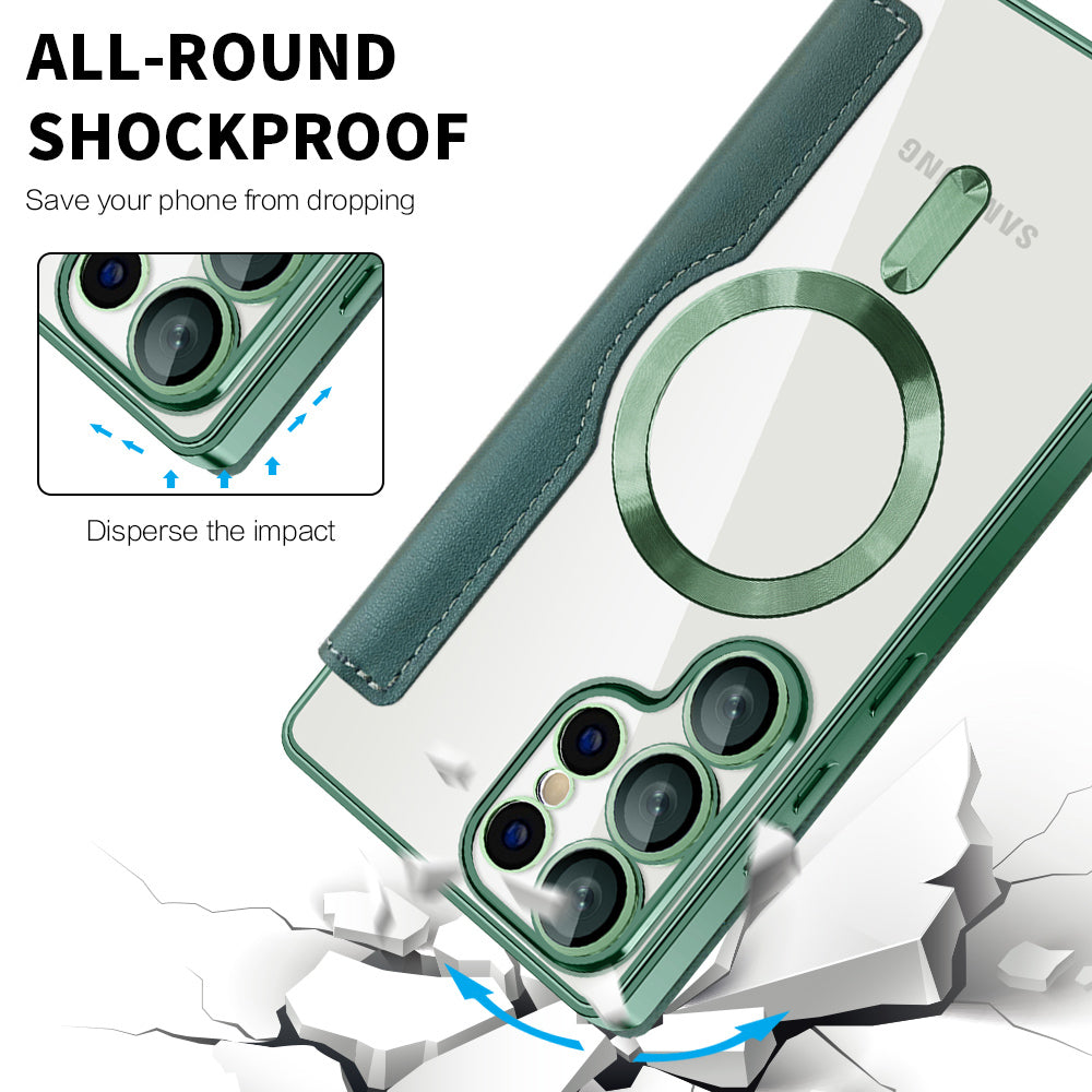 MagSafe-etui til Samsung Galaxy S25 Ultra S938, Techsuit, SmartMag Book, Grøn