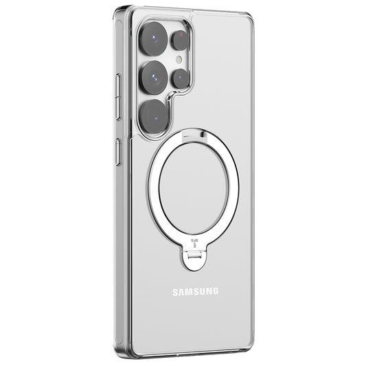 MagSafe cover til Samsung Galaxy S25 Ultra S938, Torras, Ostand Spin, Gennemsigtig
