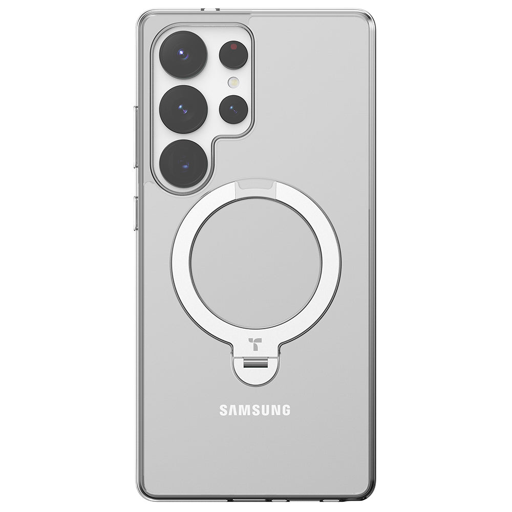 MagSafe cover til Samsung Galaxy S25 Ultra S938, Torras, Ostand Spin, Gennemsigtig