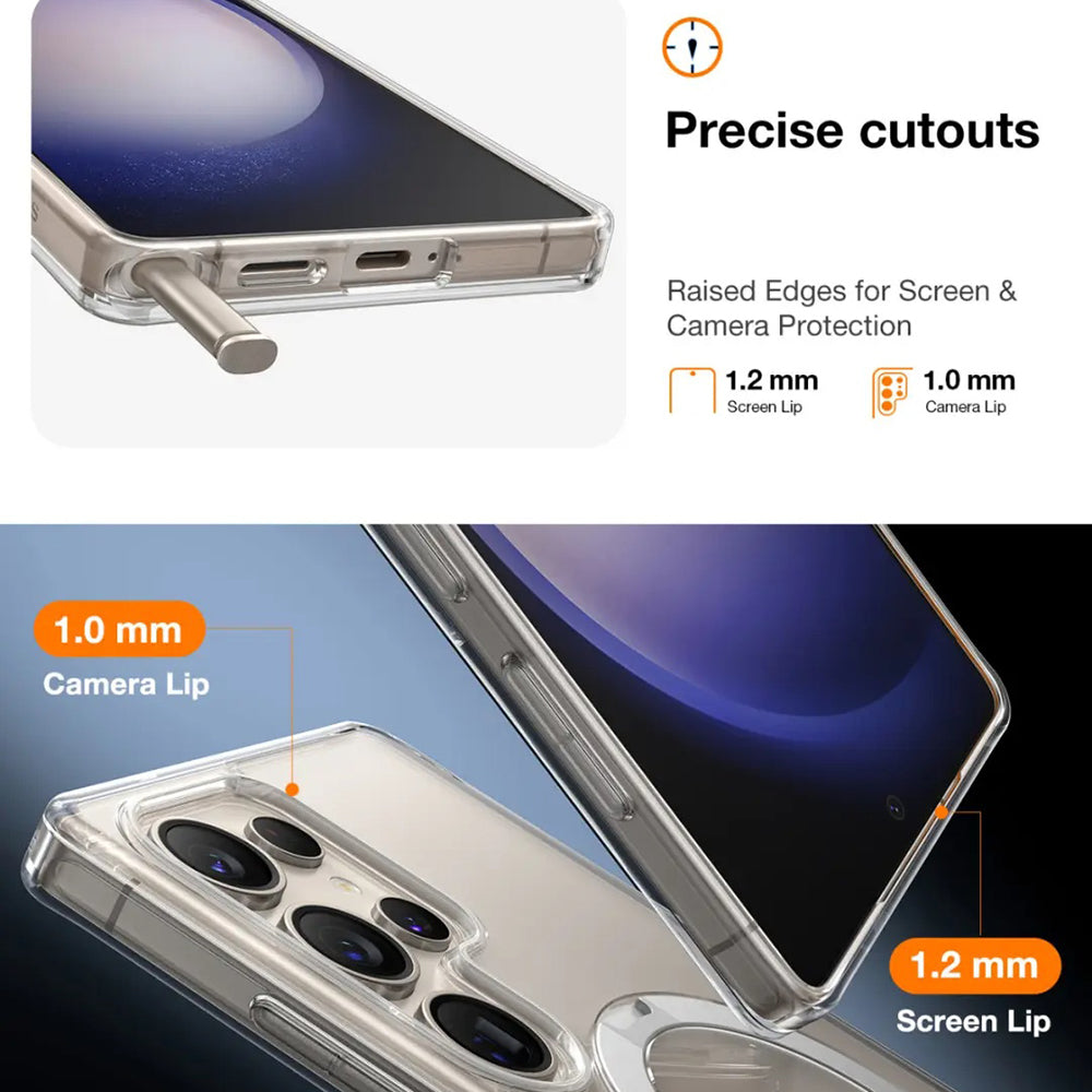 MagSafe cover til Samsung Galaxy S25 Ultra S938, Torras, Ostand Spin, Gennemsigtig