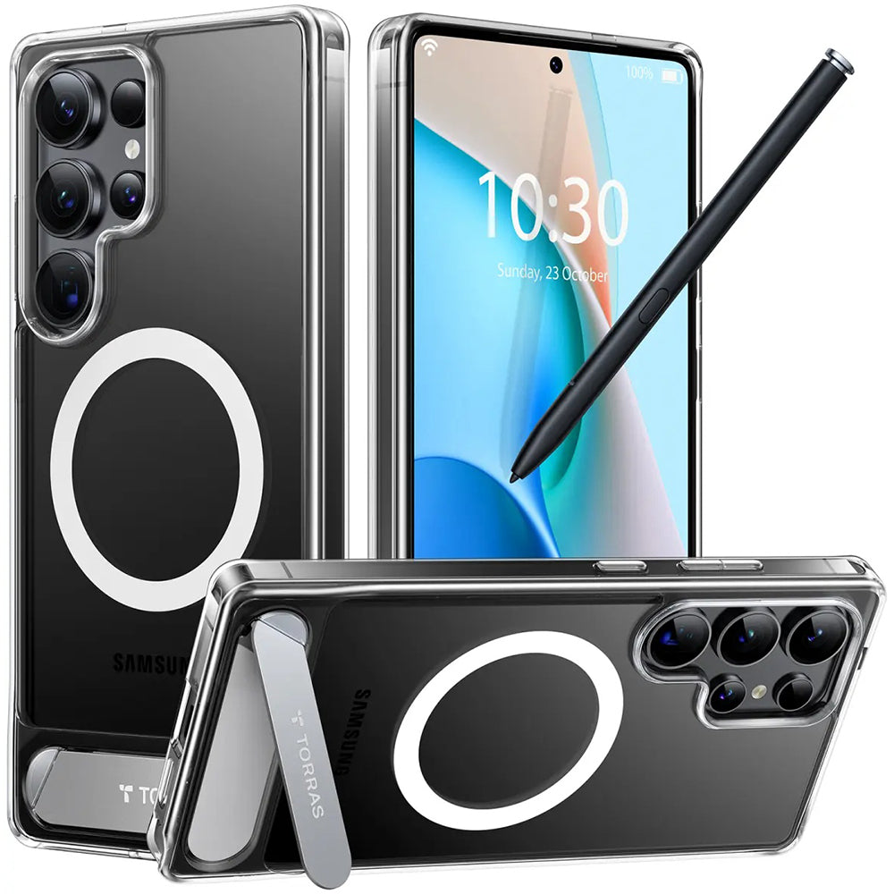 MagSafe cover til Samsung Galaxy S25 Ultra S938, Torras, Pstand, Transparent