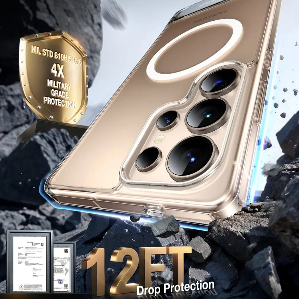 MagSafe cover til Samsung Galaxy S25 Ultra S938, Torras, Pstand, Transparent