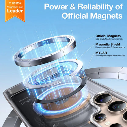 MagSafe cover til Samsung Galaxy S25 Ultra S938, Torras, Pstand, Transparent