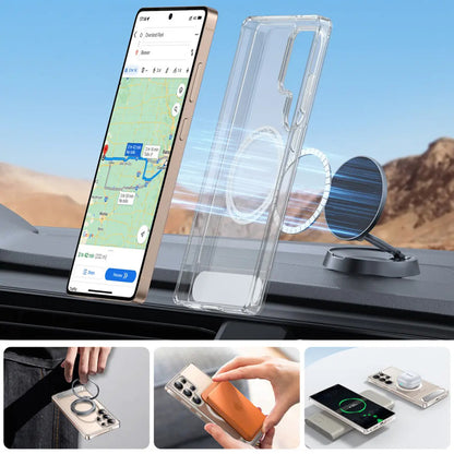 MagSafe cover til Samsung Galaxy S25 Ultra S938, Torras, Pstand, Transparent