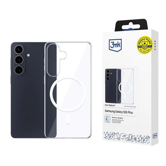 MagSafe cover til Samsung Galaxy S26 Plus S947, 3MK, Clear MagCase, Gennemsigtig
