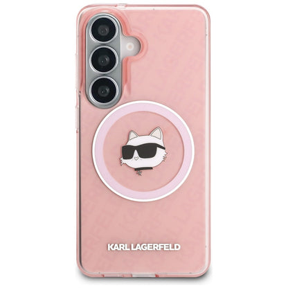 MagSafe cover til Samsung Galaxy S26 Plus S947, Karl Lagerfeld, IML Choupette Head on KL Repeated Logo, Pink