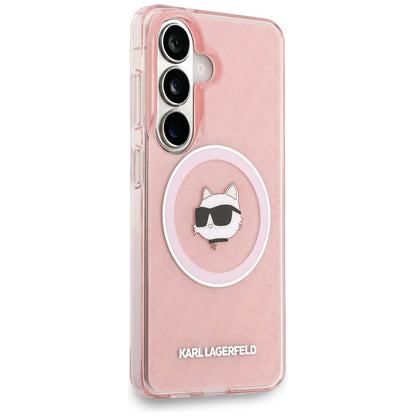 MagSafe cover til Samsung Galaxy S26 Plus S947, Karl Lagerfeld, IML Choupette Head on KL Repeated Logo, Pink