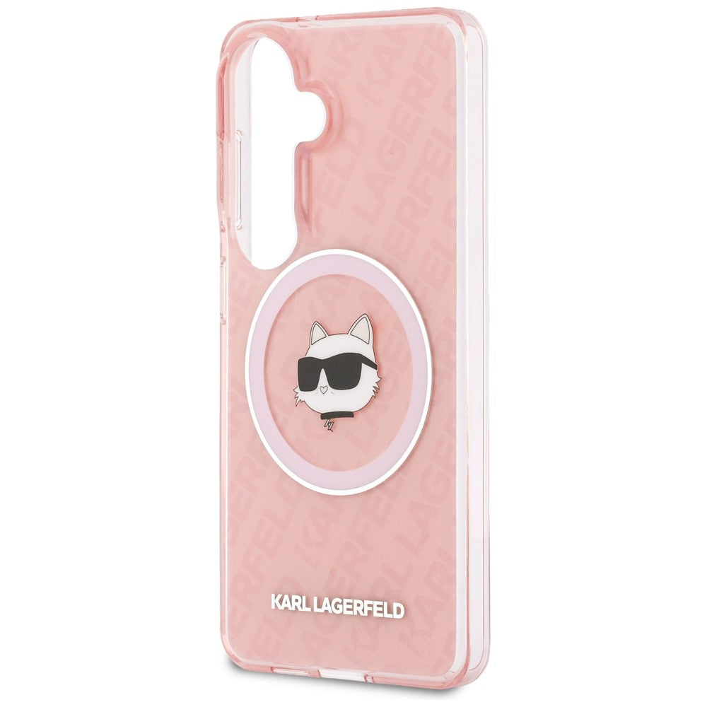 MagSafe cover til Samsung Galaxy S26 Plus S947, Karl Lagerfeld, IML Choupette Head on KL Repeated Logo, Pink