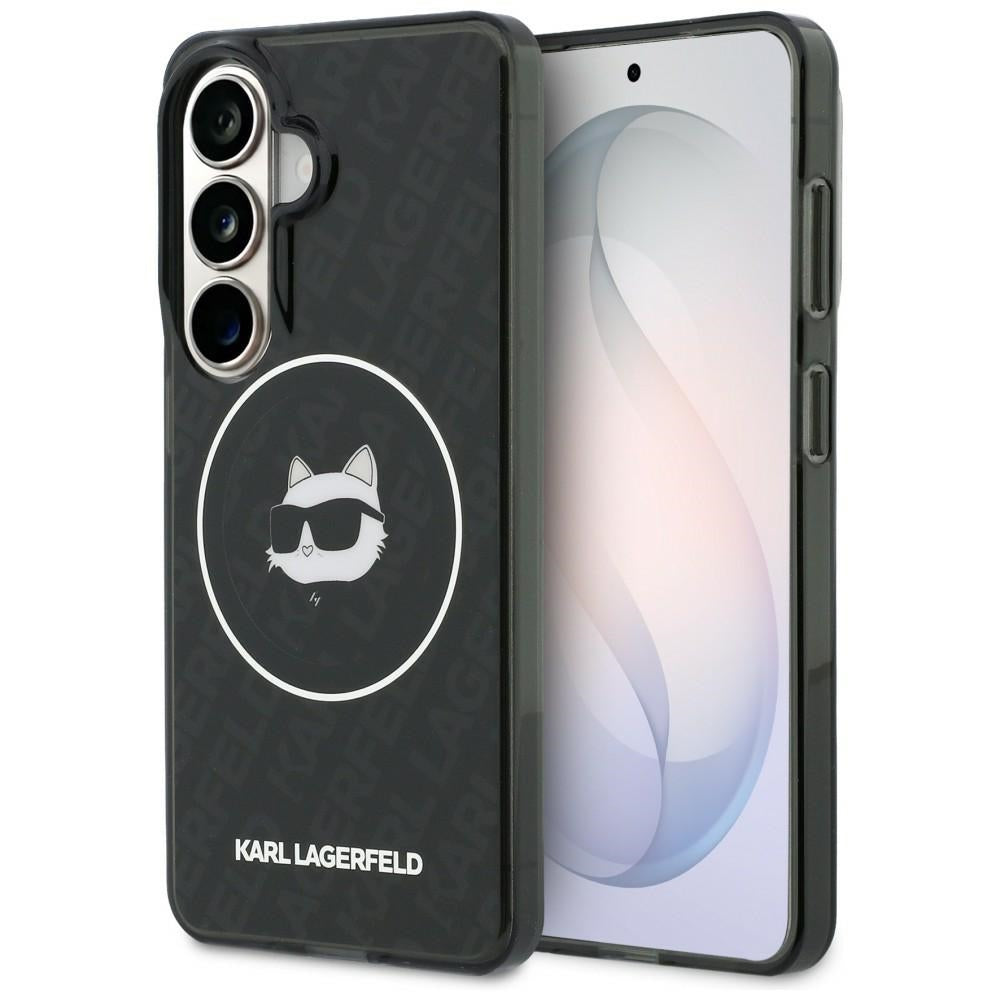 MagSafe cover til Samsung Galaxy S26 S942, Karl Lagerfeld, IML Choupette Head on KL Repeated Logo, Sort