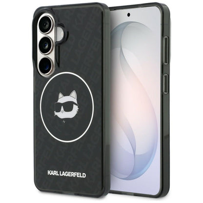 MagSafe cover til Samsung Galaxy S26 S942, Karl Lagerfeld, IML Choupette Head on KL Repeated Logo, Sort