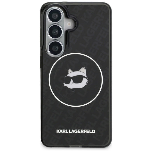 MagSafe cover til Samsung Galaxy S26 S942, Karl Lagerfeld, IML Choupette Head on KL Repeated Logo, Sort