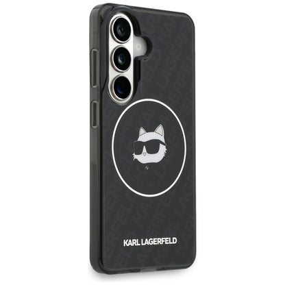 MagSafe cover til Samsung Galaxy S26 S942, Karl Lagerfeld, IML Choupette Head on KL Repeated Logo, Sort