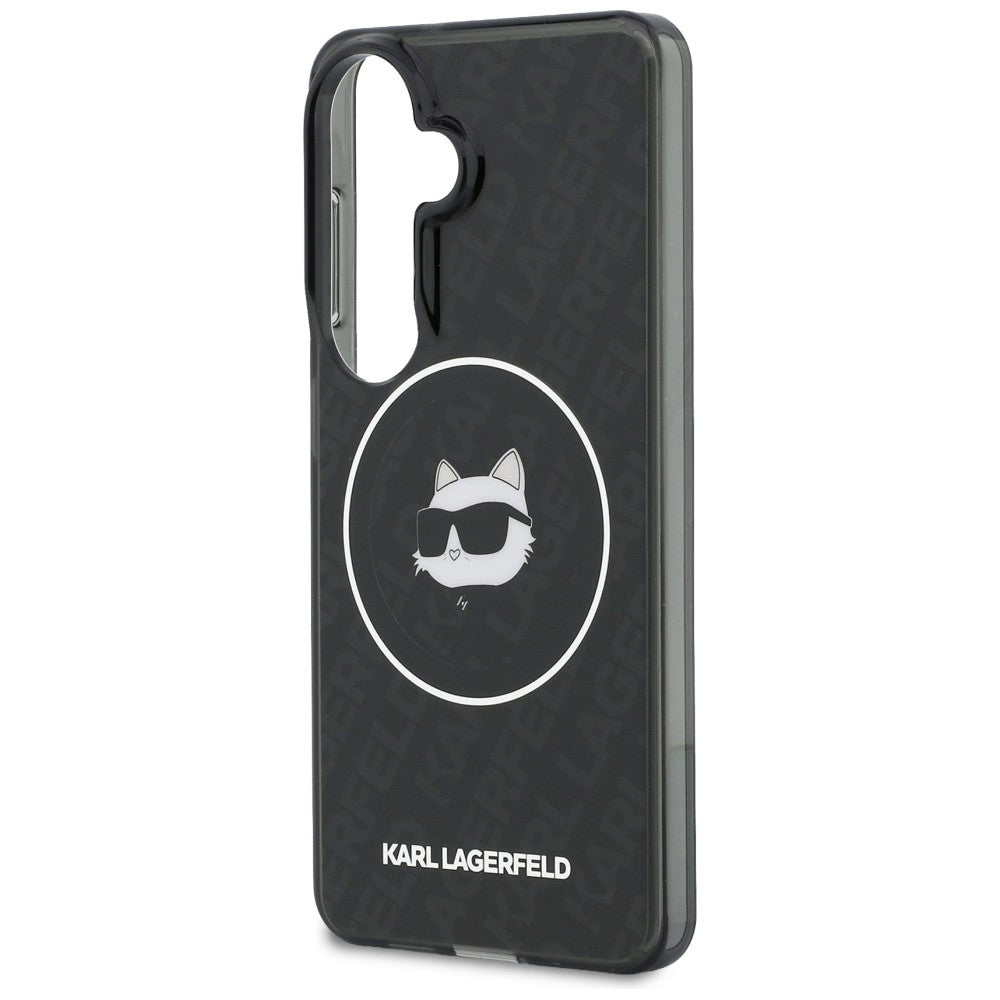 MagSafe cover til Samsung Galaxy S26 S942, Karl Lagerfeld, IML Choupette Head on KL Repeated Logo, Sort