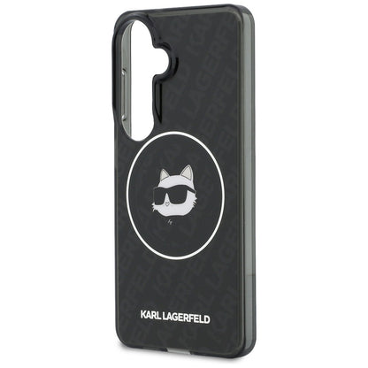 MagSafe cover til Samsung Galaxy S26 S942, Karl Lagerfeld, IML Choupette Head on KL Repeated Logo, Sort