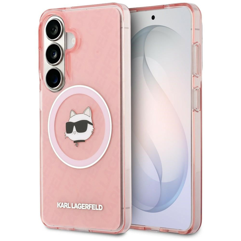 MagSafe cover til Samsung Galaxy S26 S942, Karl Lagerfeld, IML Choupette Head on KL Repeated Logo, Pink