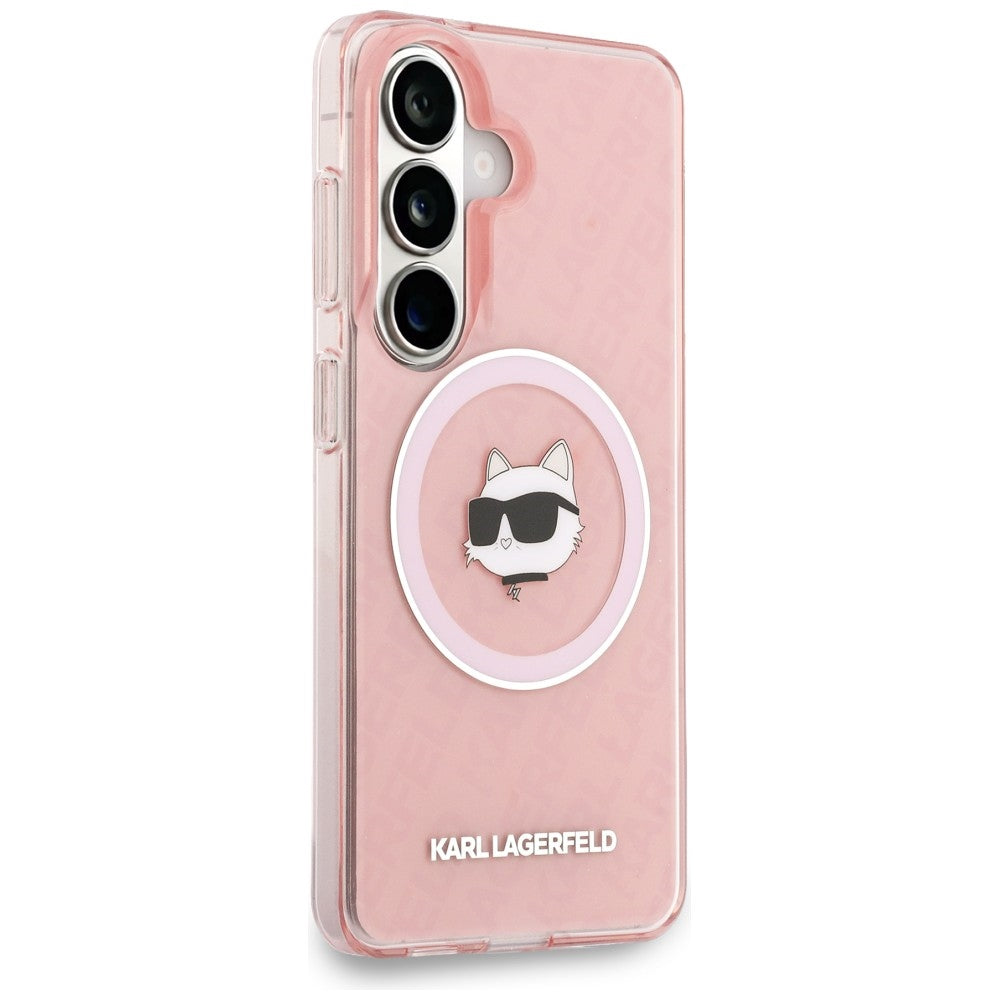 MagSafe cover til Samsung Galaxy S26 S942, Karl Lagerfeld, IML Choupette Head on KL Repeated Logo, Pink