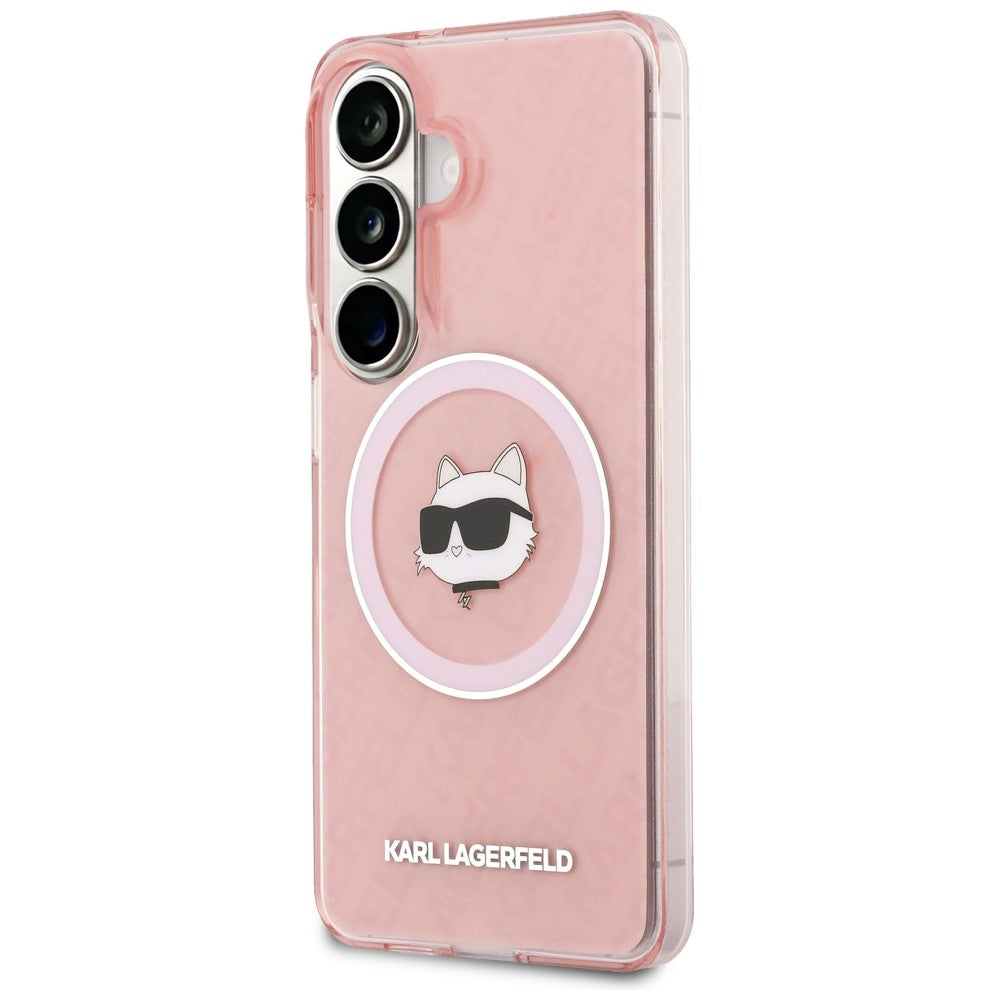 MagSafe cover til Samsung Galaxy S26 S942, Karl Lagerfeld, IML Choupette Head on KL Repeated Logo, Pink