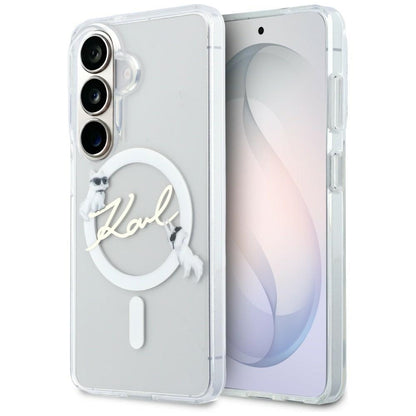 MagSafe-etui til Samsung Galaxy S26 S942, Karl Lagerfeld, IML Choupette Karl Script Logo, Hvid