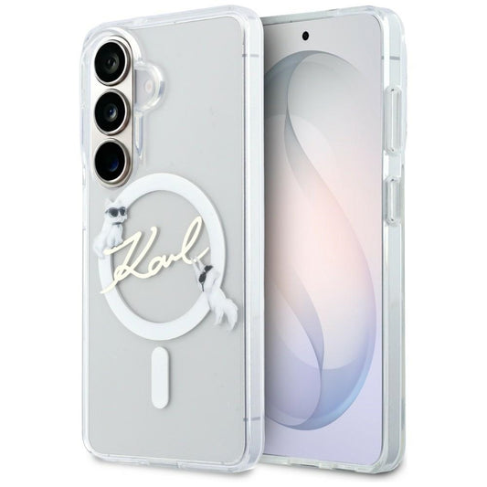 MagSafe-etui til Samsung Galaxy S26 S942, Karl Lagerfeld, IML Choupette Karl Script Logo, Hvid