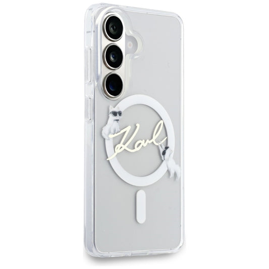 MagSafe-etui til Samsung Galaxy S26 S942, Karl Lagerfeld, IML Choupette Karl Script Logo, Hvid